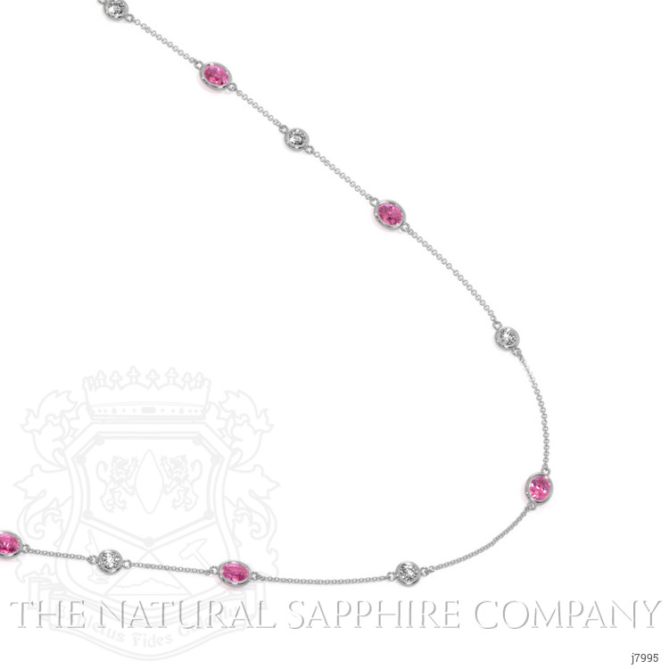 1.50 Ct. Pink Sapphire and White Sapphire Accent Stones Necklace, 18K White Gold