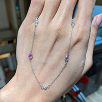 1.50 Ct. Pink Sapphire and White Sapphire Accent Stones Necklace, 18K White Gold Life Style