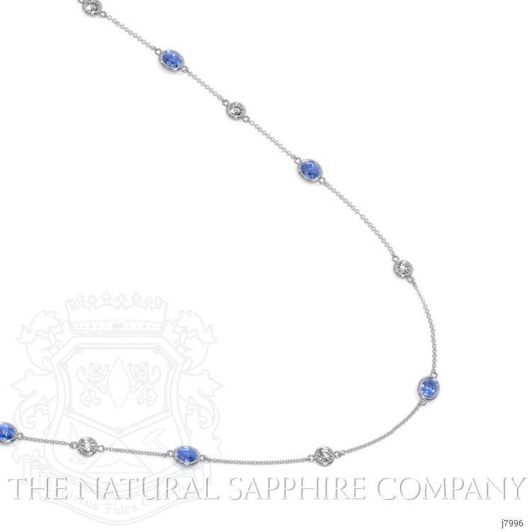 1.50 Ct. Blue Sapphire and White Sapphire Accent Stones Necklace, 18K White Gold