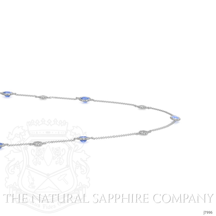 1.50 Ct. Blue Sapphire and White Sapphire Accent Stones Necklace, 18K White Gold