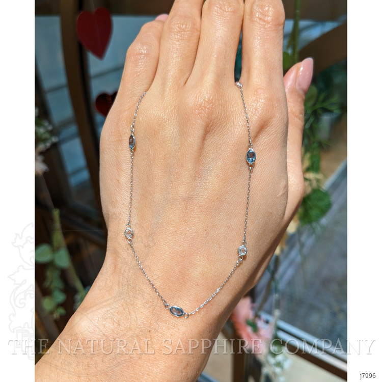 1.50 Ct. Blue Sapphire and White Sapphire Accent Stones Necklace, 18K White Gold