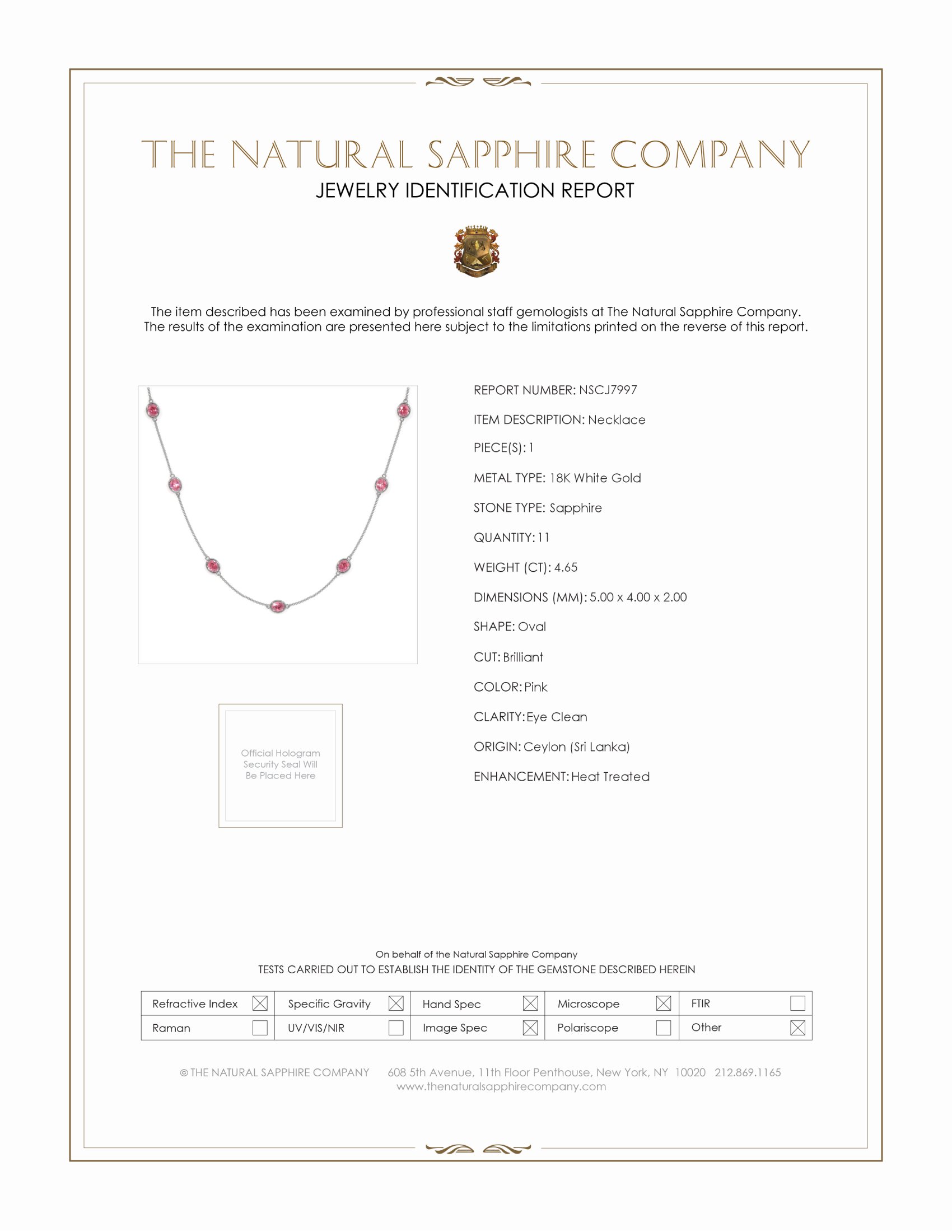 4.65 Ct. Pink Sapphire Accent Stones Necklace, 18K White Gold