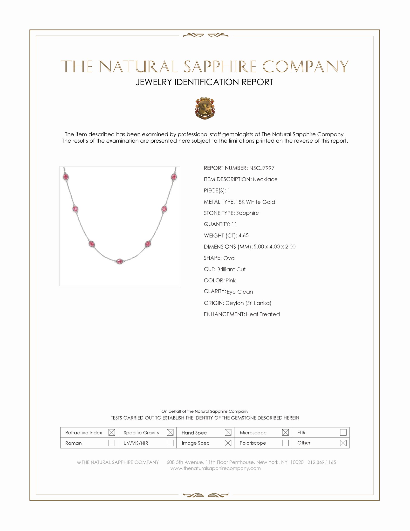 4.65 Ct. Pink Sapphire Accent Stones Necklace, 18K White Gold