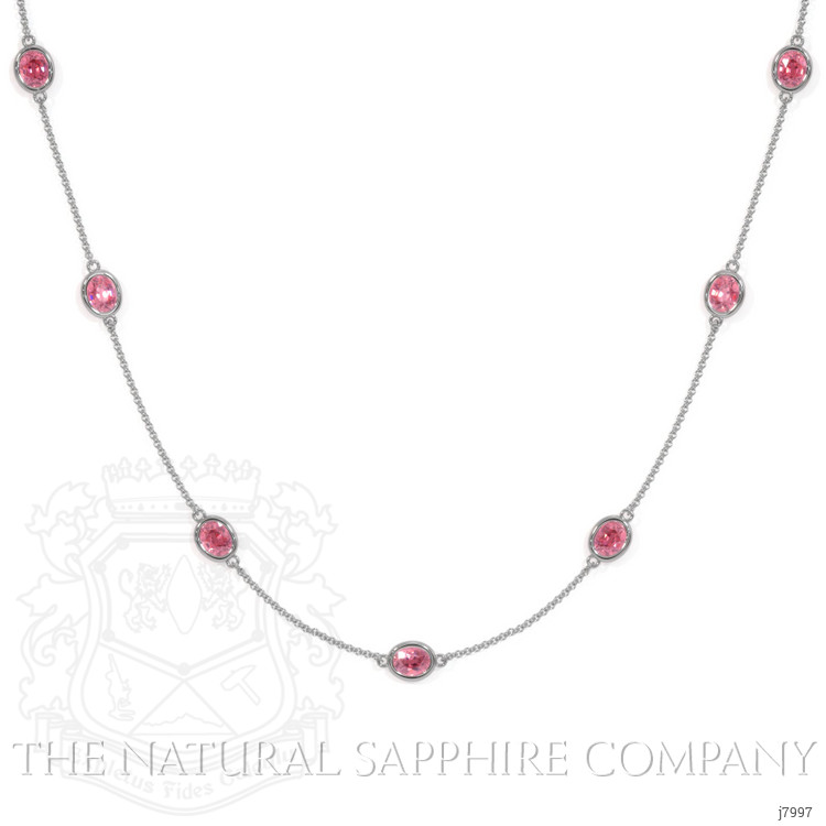 4.65 Ct. Pink Sapphire Accent Stones Necklace, 18K White Gold