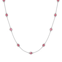 4.65 Ct. Pink Sapphire Accent Stones Necklace, 18K White Gold Image