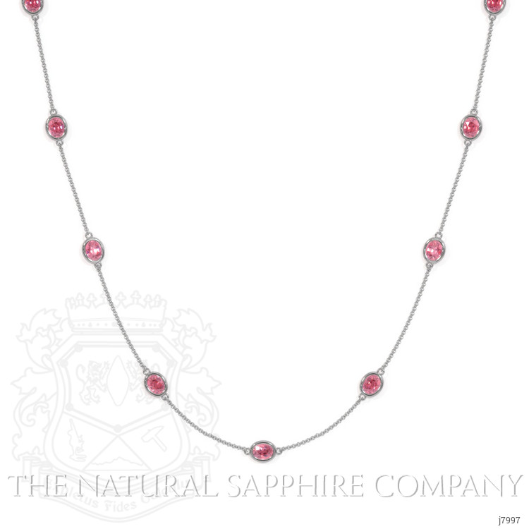 4.65 Ct. Pink Sapphire Accent Stones Necklace, 18K White Gold