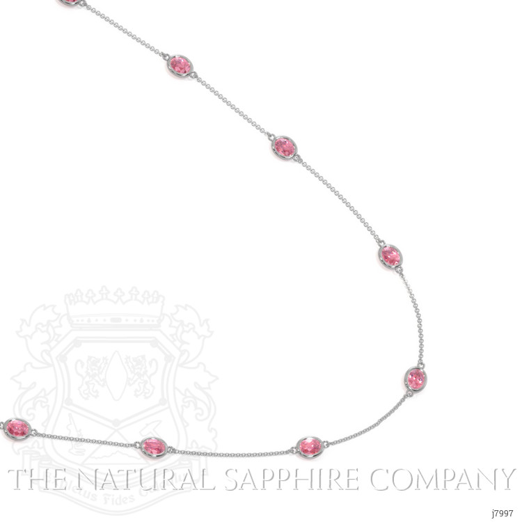 4.65 Ct. Pink Sapphire Accent Stones Necklace, 18K White Gold