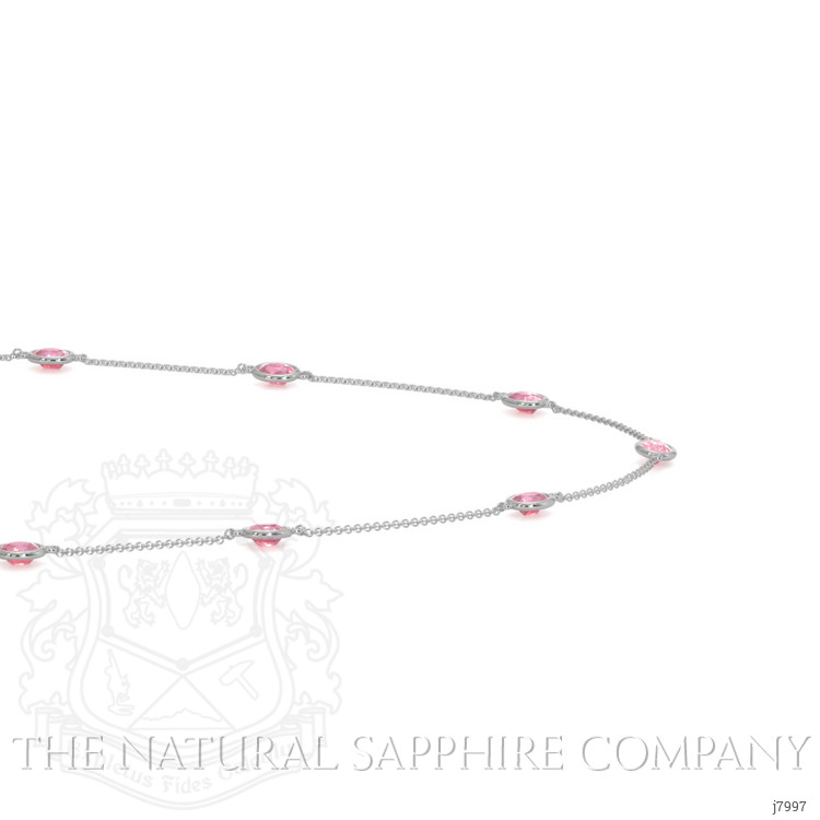 4.65 Ct. Pink Sapphire Accent Stones Necklace, 18K White Gold
