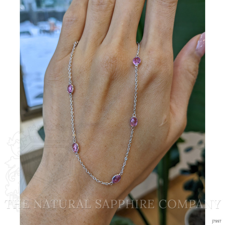 4.65 Ct. Pink Sapphire Accent Stones Necklace, 18K White Gold