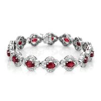 8.25 Ct.Tw. Ruby Natural Diamond Antique Style Bracelet, 14K White Gold Video