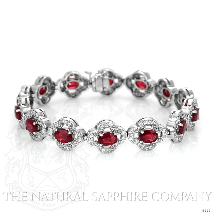 8.25 Ct.Tw. Ruby Natural Diamond Antique Style Bracelet, 14K White Gold