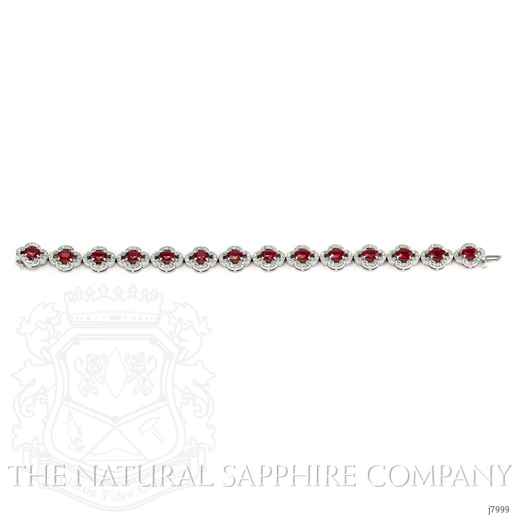8.25 Ct.Tw. Ruby Natural Diamond Antique Style Bracelet, 14K White Gold