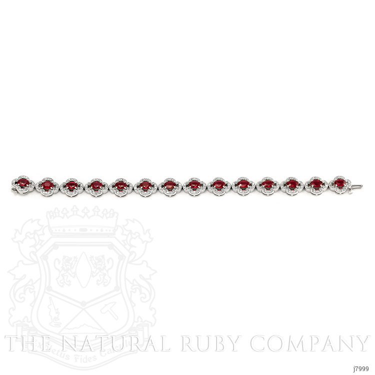 8.25 Ct.Tw. Ruby Natural Diamond Antique Style Bracelet, 14K White Gold