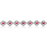 8.25 Ct.Tw. Ruby Natural Diamond Antique Style Bracelet, 14K White Gold Image