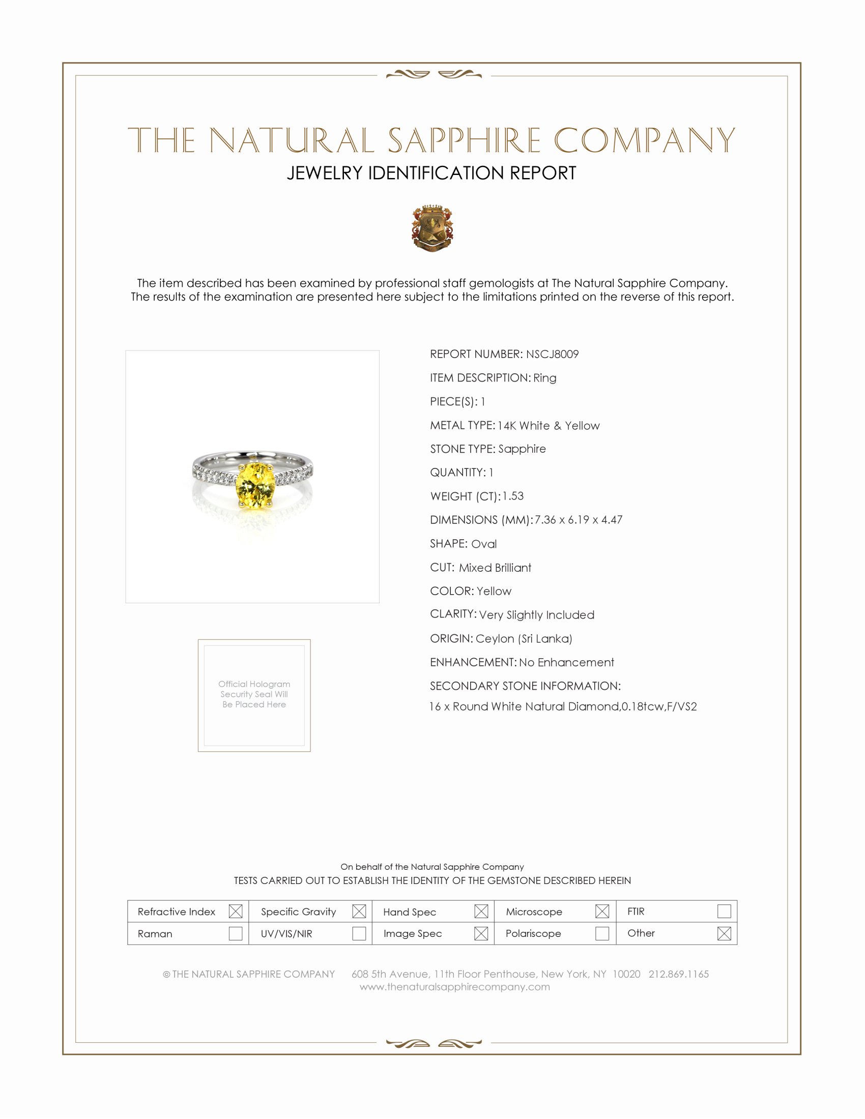 1.53 Ct. Yellow Sapphire and Natural Diamond Pave Ring, 14K White & Yellow
