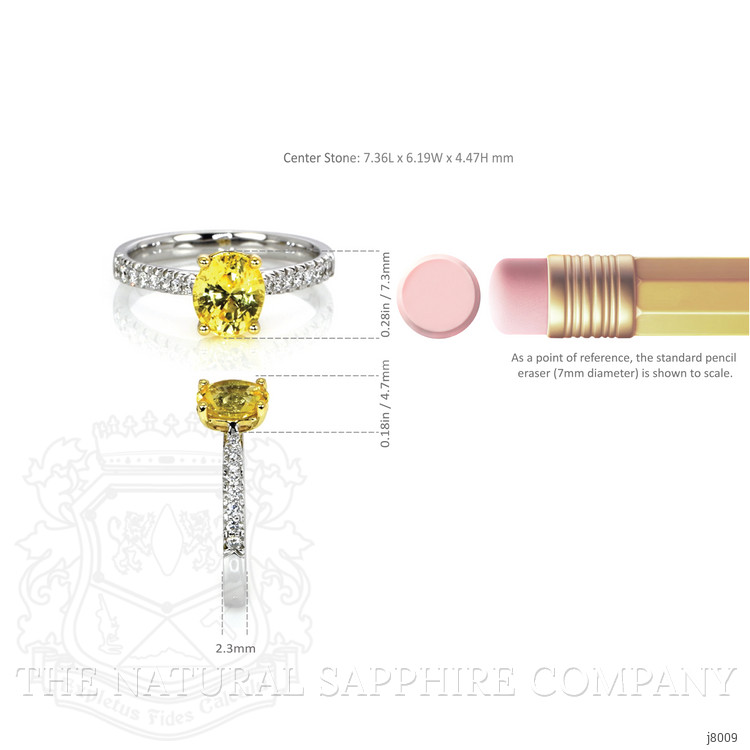 1.53 Ct. Yellow Sapphire and Natural Diamond Pave Ring, 14K White & Yellow