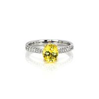 1.53 Ct. Yellow Sapphire and Natural Diamond Pave Ring, 14K White & Yellow Video