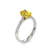 1.53 Ct. Yellow Sapphire and Natural Diamond Pave Ring, 14K White & Yellow Image