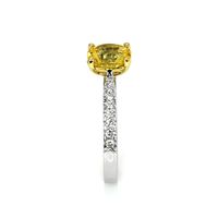 1.53 Ct. Yellow Sapphire and Natural Diamond Pave Ring, 14K White & Yellow Image
