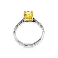 1.53 Ct. Yellow Sapphire and Natural Diamond Pave Ring, 14K White & Yellow Image
