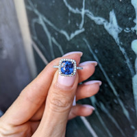 2.08 Ct. Color Change Sapphire and Natural Diamond Pave Ring, Platinum 950 Life Style