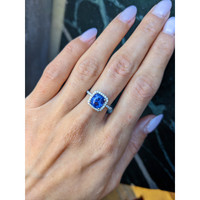 2.08 Ct. Color Change Sapphire and Natural Diamond Pave Ring, Platinum 950 Life Style