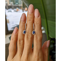 0.55&nbsp;Ct.Tw.Total Carat Weight Blue Sapphire and Natural Diamond Pave Earrings, 14K White Gold Life Style