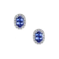 0.55&nbsp;Ct.Tw.Total Carat Weight Blue Sapphire and Natural Diamond Pave Earrings, 14K White Gold Video