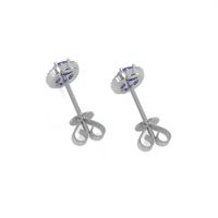 0.55 Ct.Tw.Total Carat Weight Blue Sapphire and Natural Diamond Pave Earrings, 14K White Gold Image