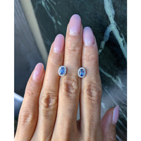 0.55&nbsp;Ct.Tw.Total Carat Weight Blue Sapphire and Natural Diamond Pave Earrings, 14K White Gold Life Style