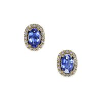 0.55 Ct.Tw.Total Carat Weight Blue Sapphire and Natural Diamond Pave Earrings, 14K Yellow Gold Video