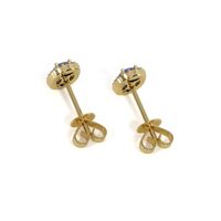 0.55 Ct.Tw.Total Carat Weight Blue Sapphire and Natural Diamond Pave Earrings, 14K Yellow Gold Image