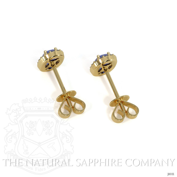 0.55 Ct.Tw. Blue Sapphire and Natural Diamond Pave Earrings, 14K Yellow Gold