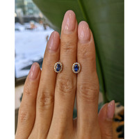 0.55&nbsp;Ct.Tw.Total Carat Weight Blue Sapphire and Natural Diamond Pave Earrings, 14K Yellow Gold Life Style