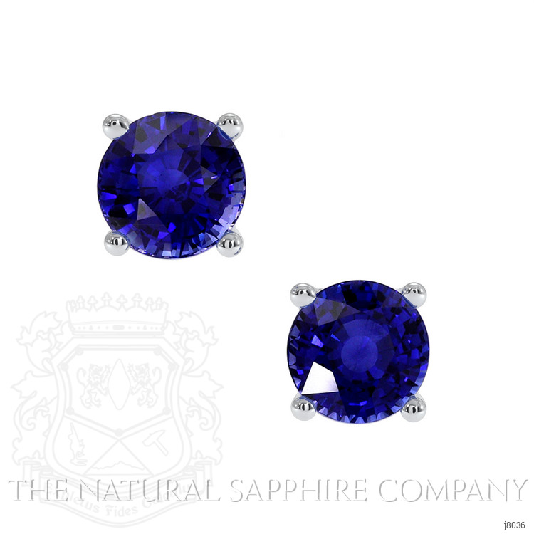 1.00 Ct.Tw. Blue Sapphire Studs Earrings, 14K White Gold