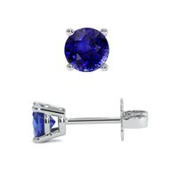 1.00 Ct.Tw.Total Carat Weight Blue Sapphire Studs Earrings, 14K White Gold Image