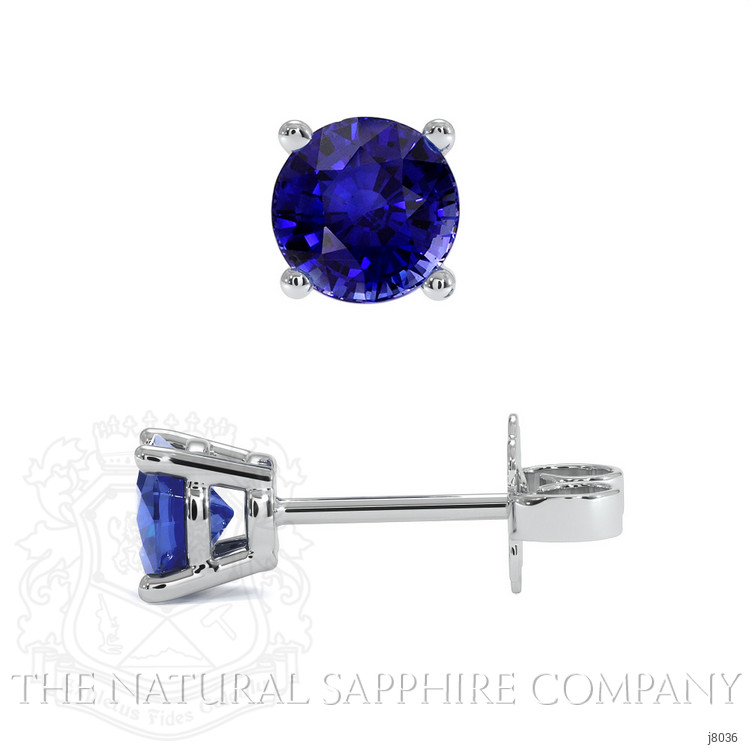 1.00 Ct.Tw. Blue Sapphire Studs Earrings, 14K White Gold
