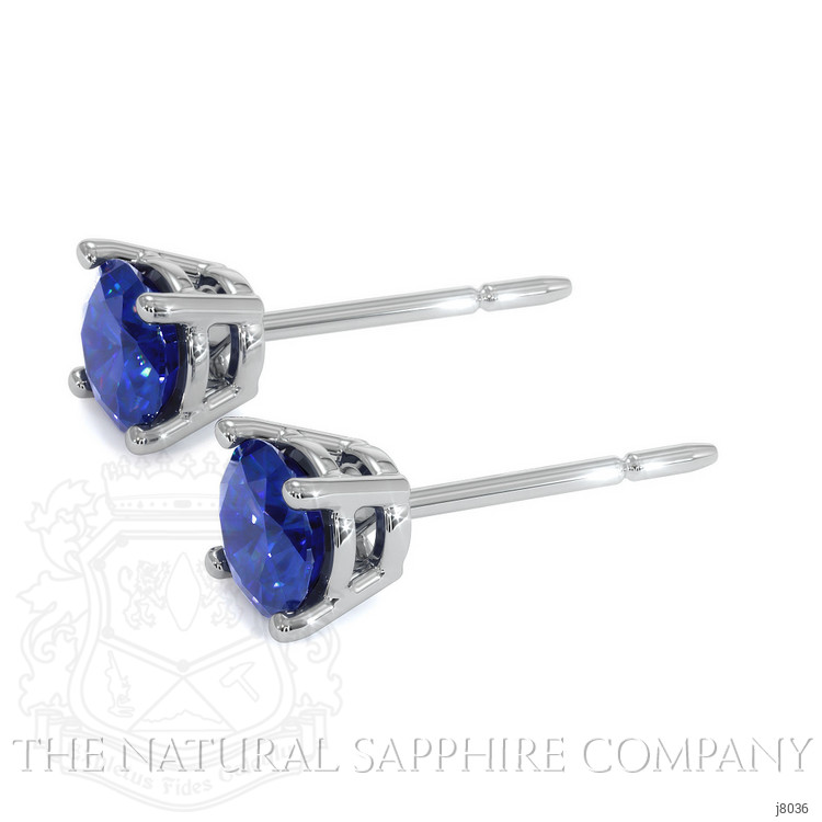 1.00 Ct.Tw. Blue Sapphire Studs Earrings, 14K White Gold