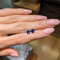 1.25&nbsp;Ct.Tw.Total Carat Weight Blue Sapphire Studs Earrings, 14K White Gold Life Style