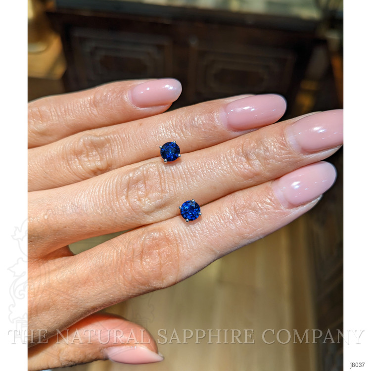 1.25 Ct.Tw. Blue Sapphire Studs Earrings, 14K White Gold
