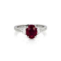 2.34 Ct. Ruby Natural Diamond Three Stone Ring, Platinum 950 Video