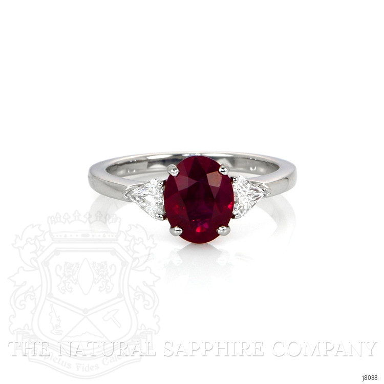 2.34 Ct. Ruby Natural Diamond Three Stone Ring, Platinum 950