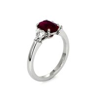 2.34 Ct. Ruby Natural Diamond Three Stone Ring, Platinum 950 Image