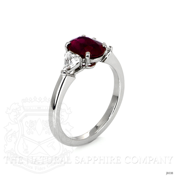 2.34 Ct. Ruby Natural Diamond Three Stone Ring, Platinum 950
