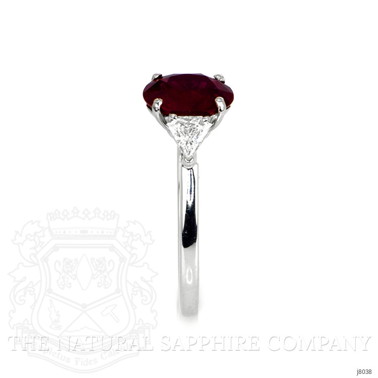 2.34 Ct. Ruby Natural Diamond Three Stone Ring, Platinum 950