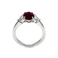 2.34 Ct. Ruby Natural Diamond Three Stone Ring, Platinum 950 Image