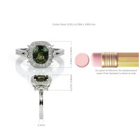 1.71 Ct. Green Sapphire and Natural Diamond Antique Style Ring, 14K White Gold Image