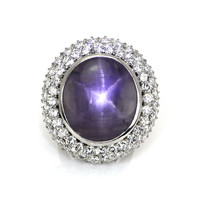48.40 Ct. Sapphire Natural Diamond Antique Style Ring, Platinum 950 Video