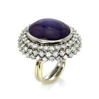 48.40 Ct. Sapphire Natural Diamond Antique Style Ring, Platinum 950 Image