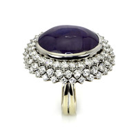 48.40 Ct. Sapphire Natural Diamond Antique Style Ring, Platinum 950 Image